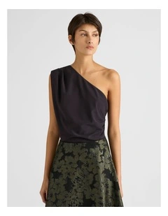 Ellerie Asymmetric Silk Top in Black