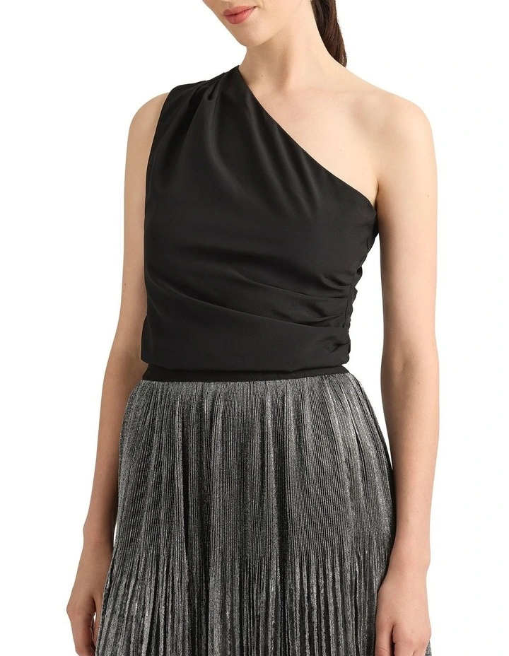 Ellerie Asymmetric Silk Top in Black image 1
