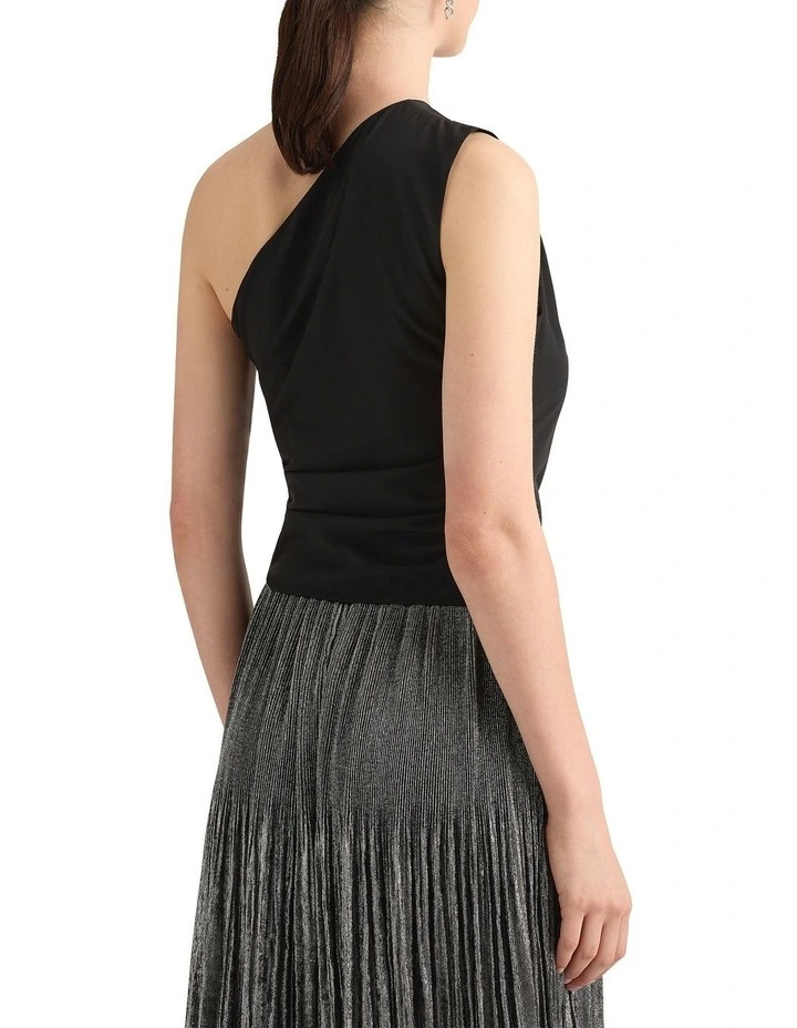 Ellerie Asymmetric Silk Top in Black image 2