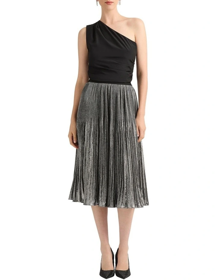 Ellerie Asymmetric Silk Top in Black image 3