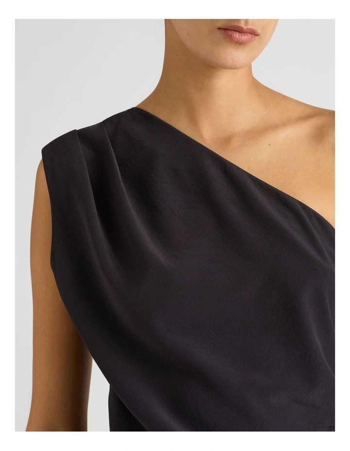 Ellerie Asymmetric Silk Top in Black image 4