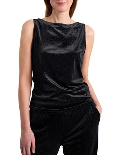 Ottillie Velvet Top in Black Sparkle