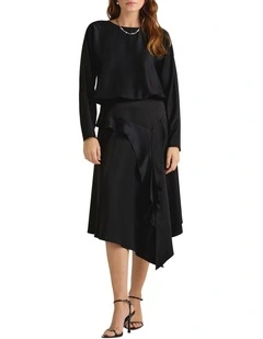 Hattie Satin Blouse in Black