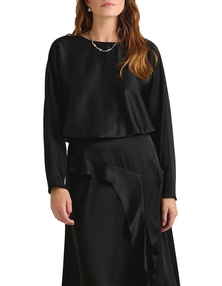Hattie Satin Blouse in Black image 2