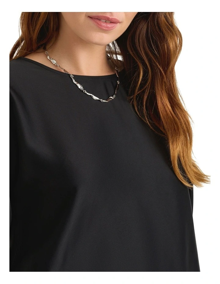 Hattie Satin Blouse in Black image 4