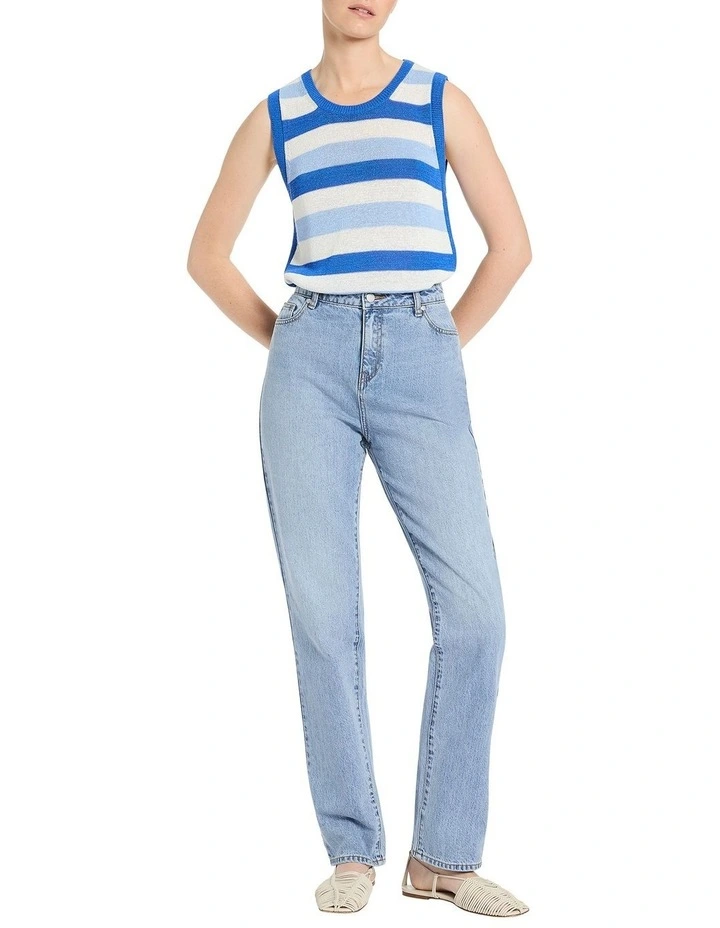 Alaia Striped Knit Tank in Blue Stripe image 2