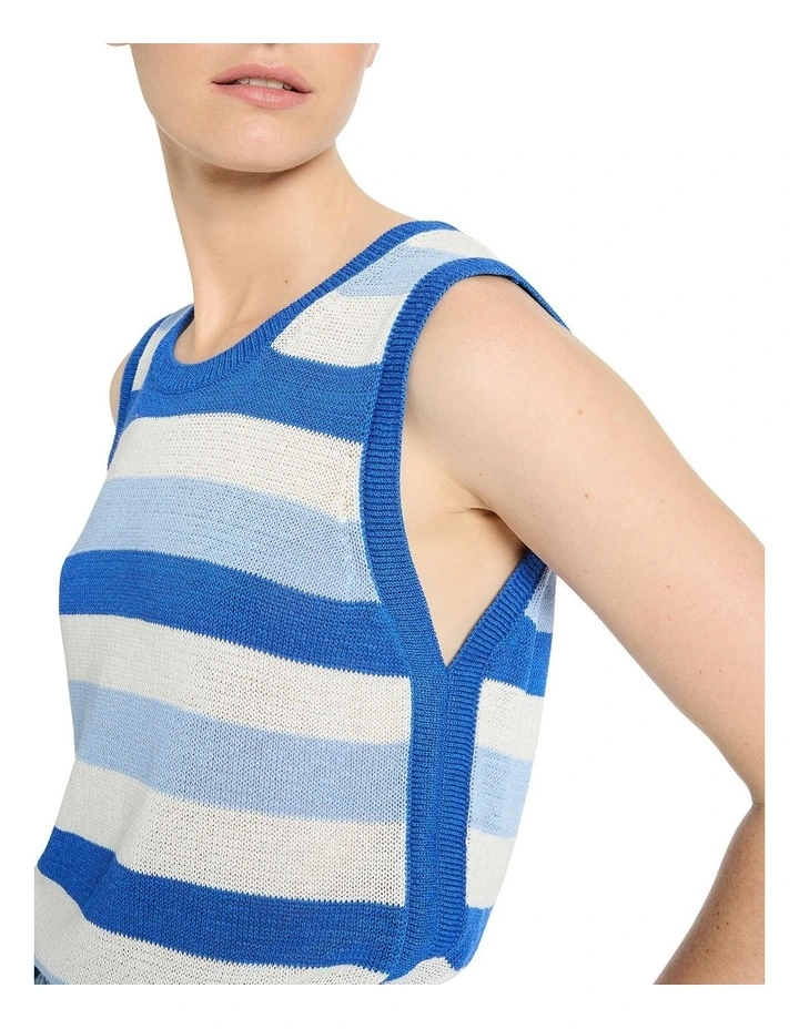 Alaia Striped Knit Tank in Blue Stripe image 3