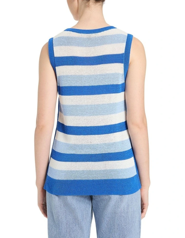 Alaia Striped Knit Tank in Blue Stripe image 4