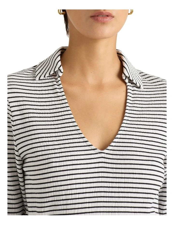 Ginny Cotton Polo in White Stripe image 2