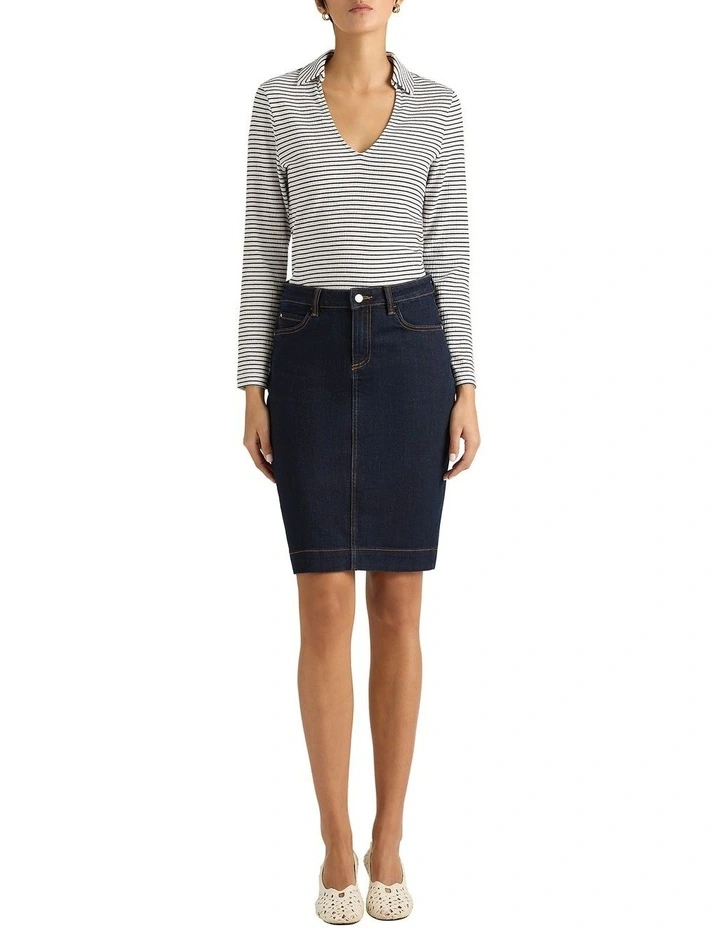 Ginny Cotton Polo in White Stripe image 3