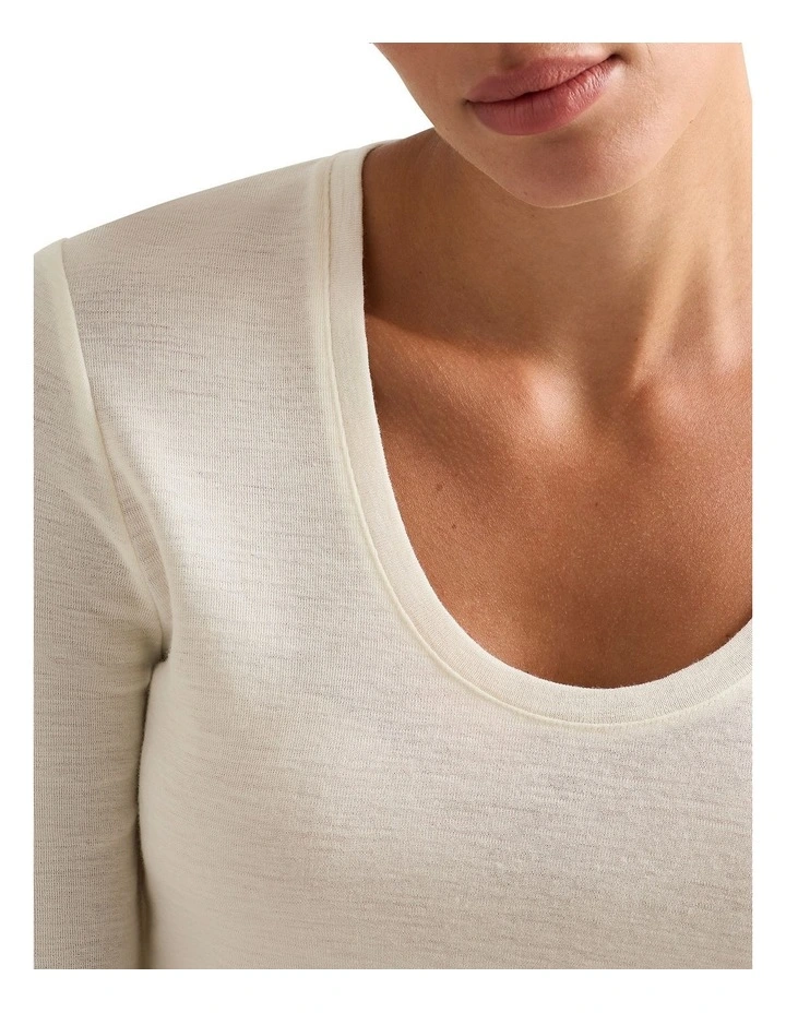 Marslie Long Sleeve Babywool Top in Ivory image 2