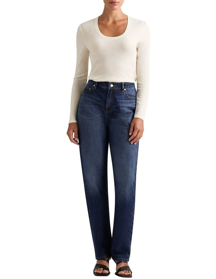 Marslie Long Sleeve Babywool Top in Ivory image 3