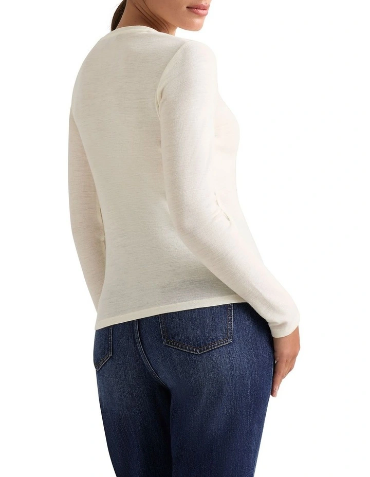Marslie Long Sleeve Babywool Top in Ivory image 4