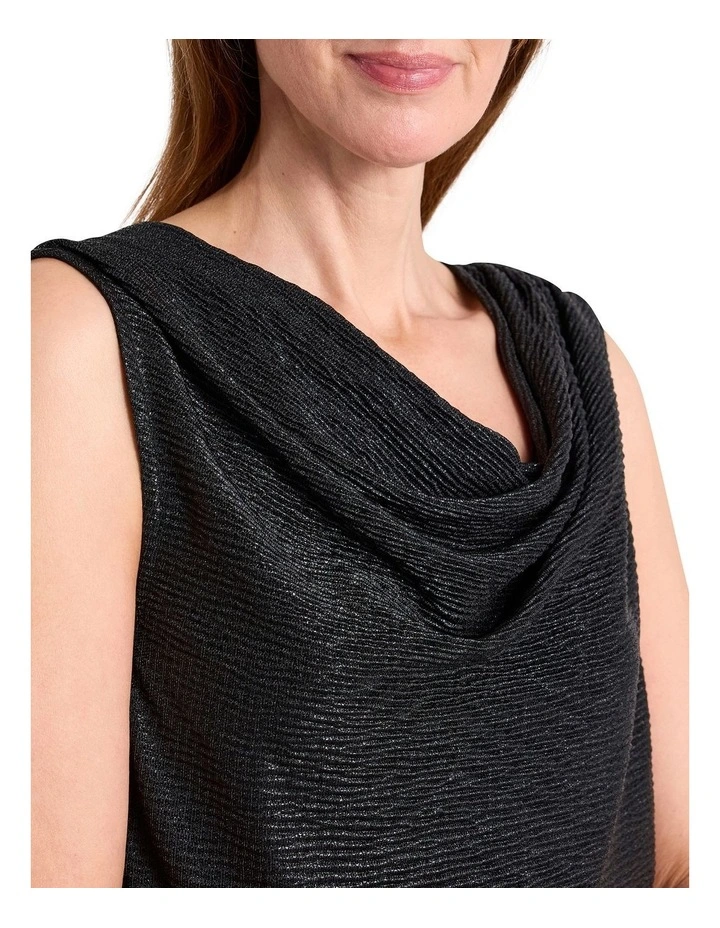 Lexah Foil Jersey Top in Black image 3