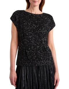Phylis Sequin Top in Black