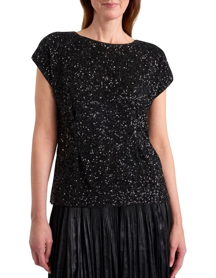 Phylis Sequin Top in Black image 1