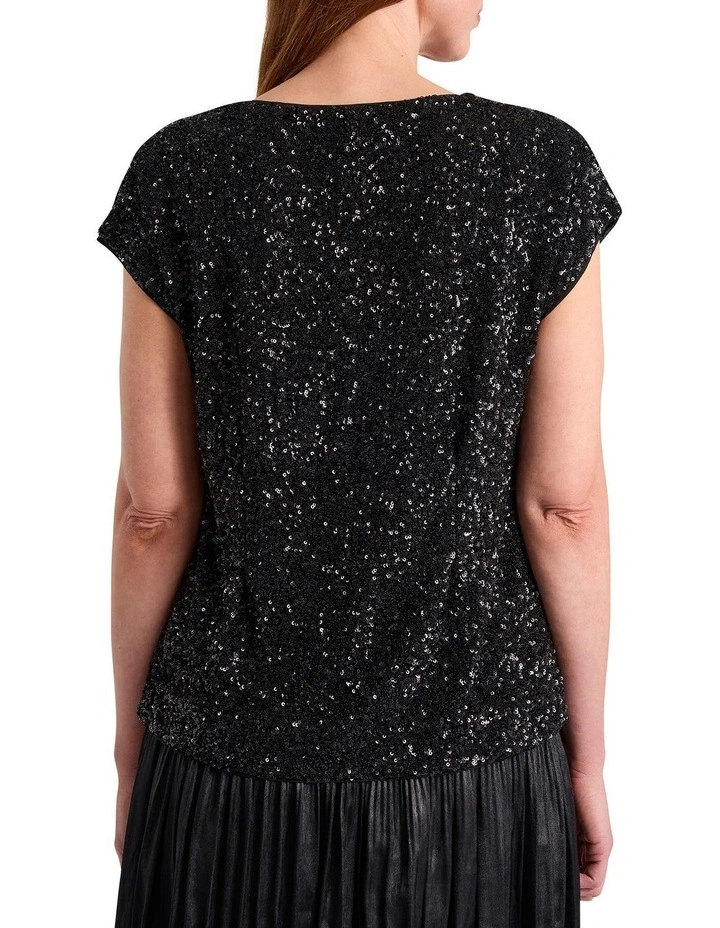 Phylis Sequin Top in Black image 4