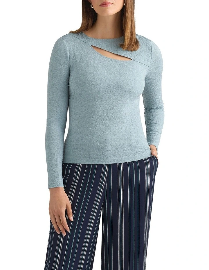 Brittany Textured Lace Top in Spruce Green image 2