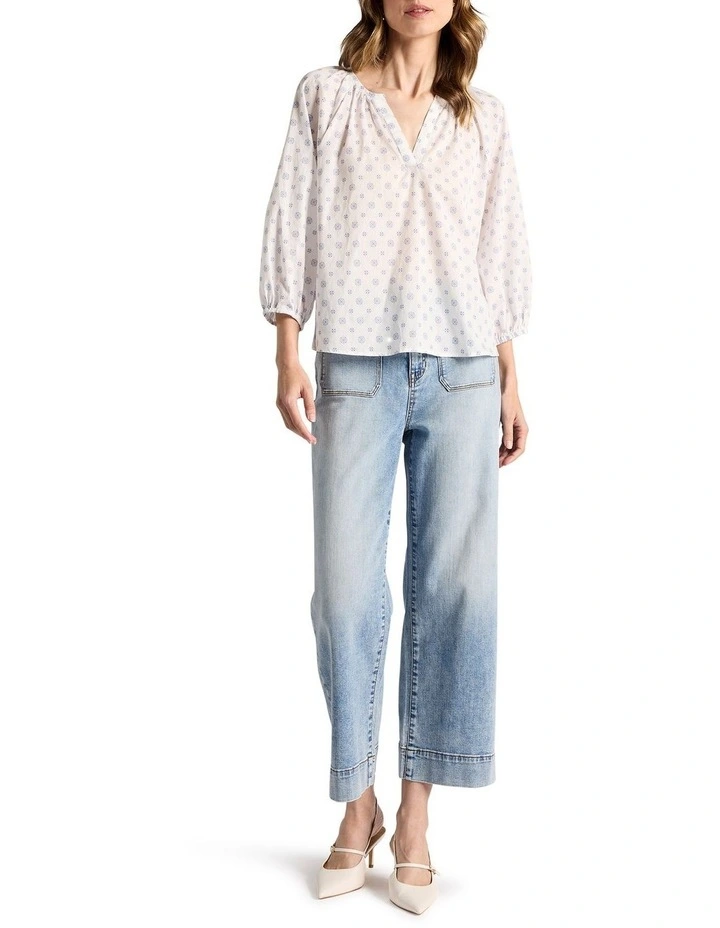 Moses Cotton Blouse in Cobalt Spot image 2