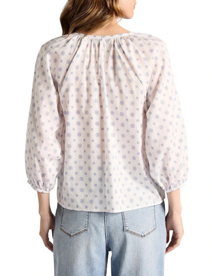 Moses Cotton Blouse in Cobalt Spot image 4