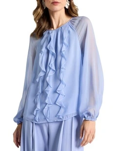 Lorraine Silk Blouse in Cornflower Blue