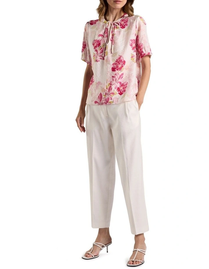 Argon Linen Blend Blouse in Ivory Multi image 2