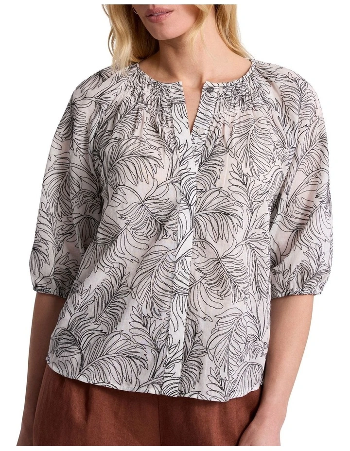 Fern Embroidered Blouse in Ivory Multi image 4