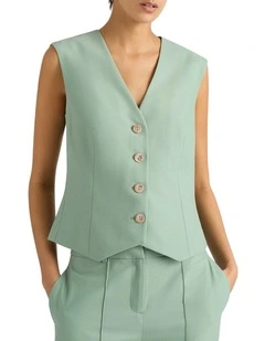 Hugo Wool Blend Vest in Eucalyptus