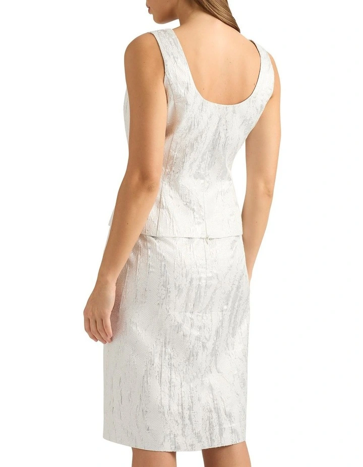 Metallic Jacquard Top in Silver image 2