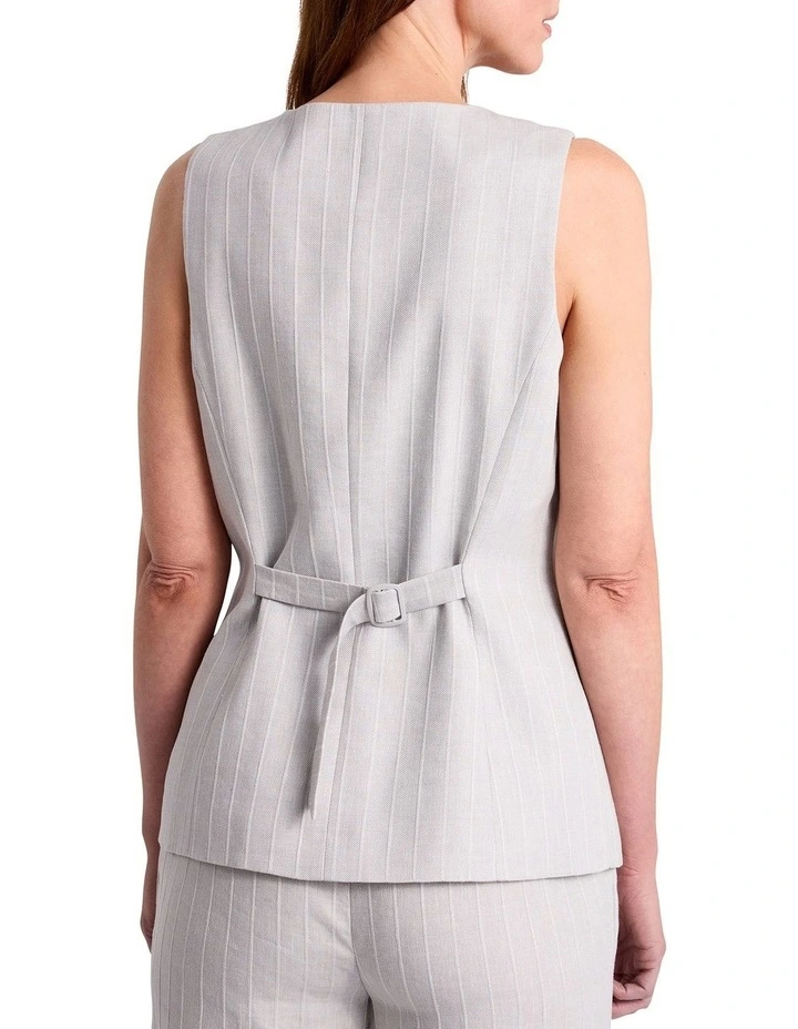 Ondina Linen Blend Vest in Grey Stripe image 4