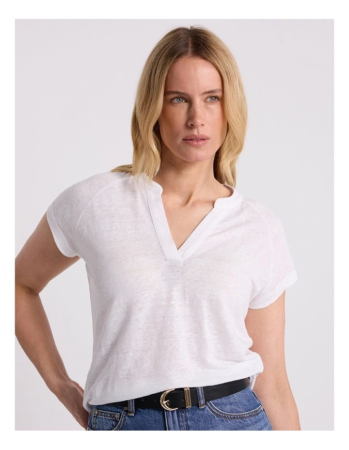 Erika Linen Jersey Top in Ivory image 1