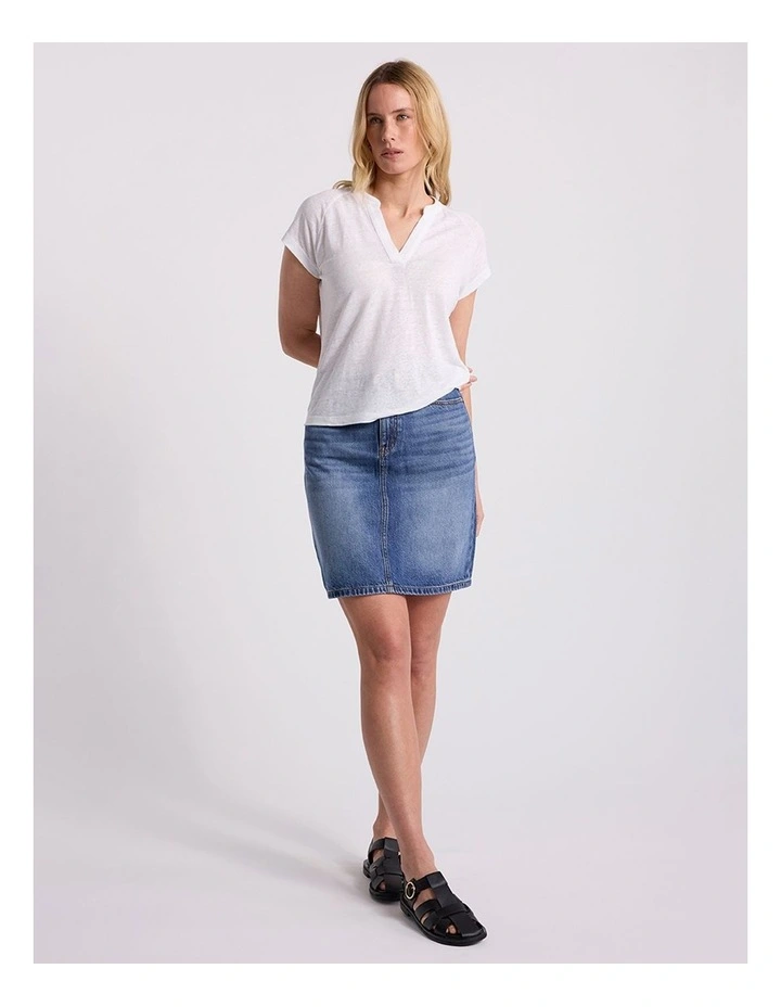 Erika Linen Jersey Top in Ivory image 2