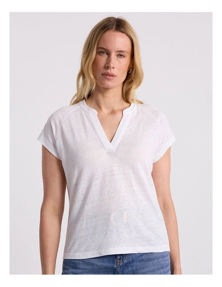 Erika Linen Jersey Top in Ivory image 4