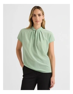 Sabrina Silk Mix Top in Lichen