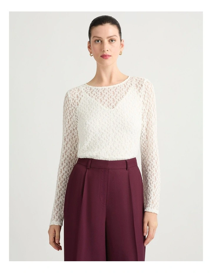 Maelis Lace Cotton Top in Ivory image 2