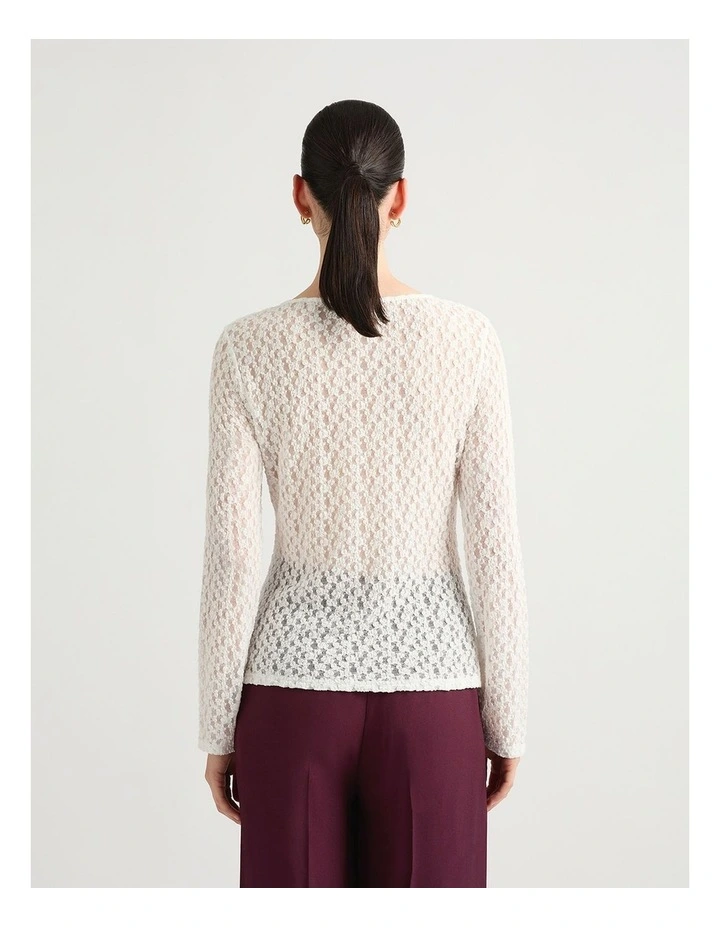 Maelis Lace Cotton Top in Ivory image 3