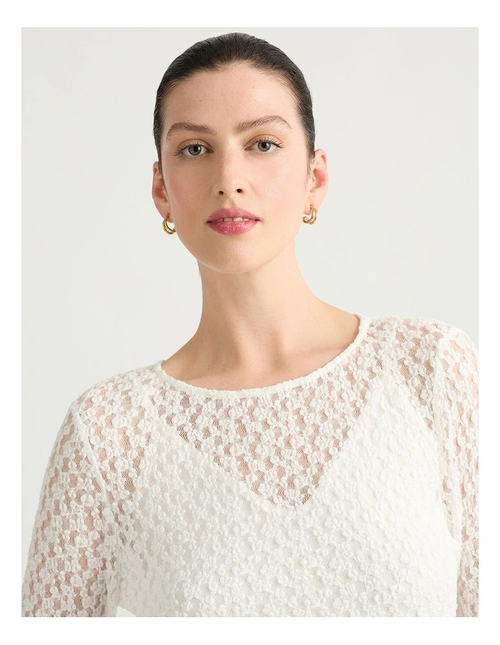 Maelis Lace Cotton Top in Ivory image 4