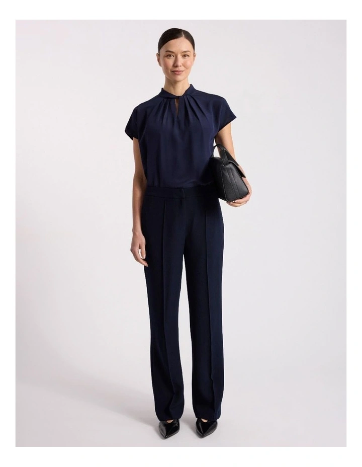 Sabrina Silk Mix Top in Navy image 1
