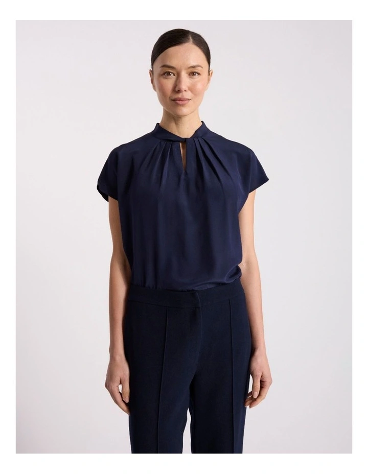 Sabrina Silk Mix Top in Navy image 2