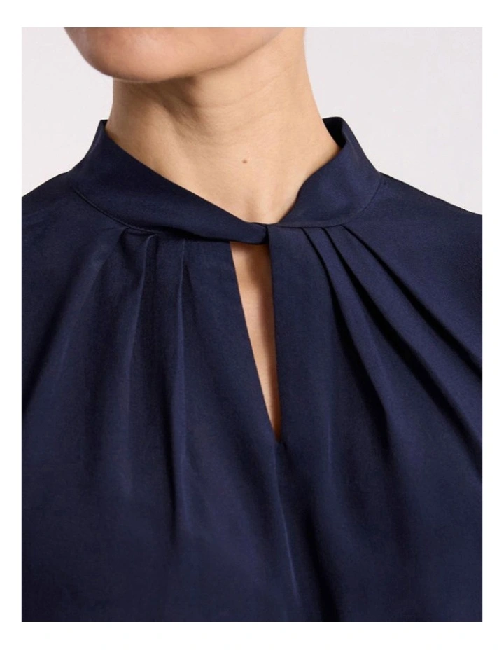 Sabrina Silk Mix Top in Navy image 3