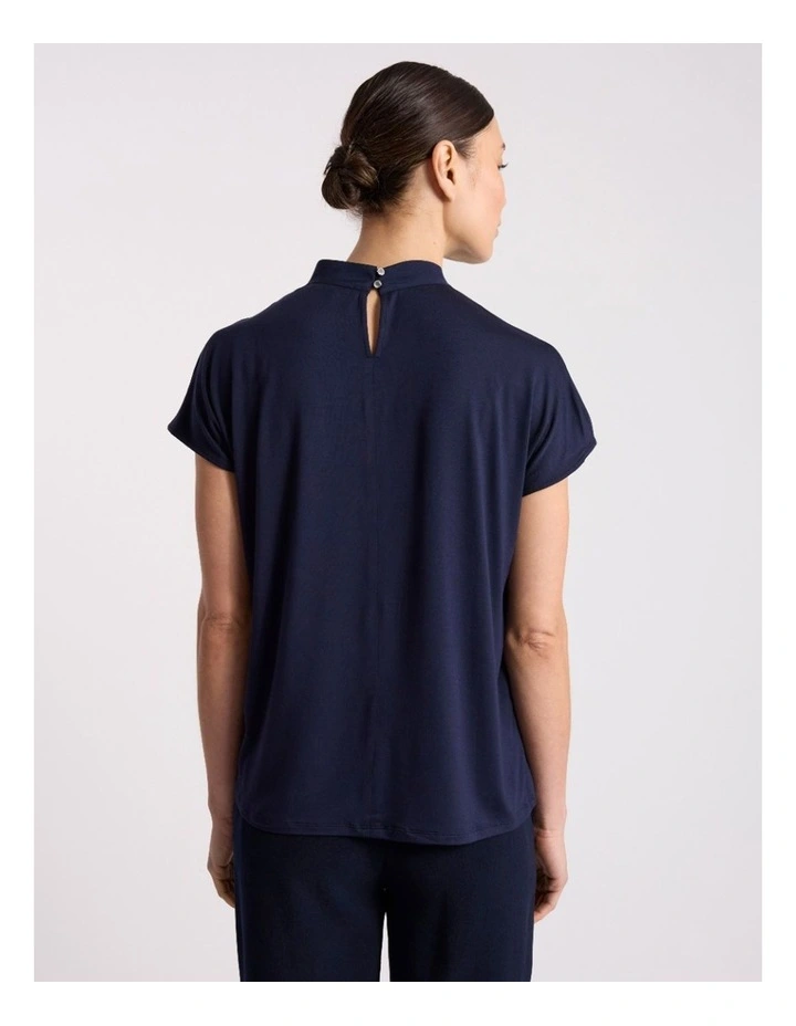 Sabrina Silk Mix Top in Navy image 4