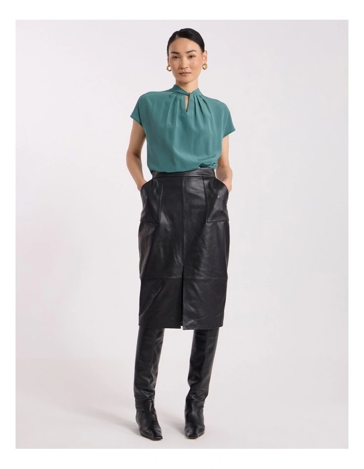 Sabrina Silk Mix Top in Pine Green image 1