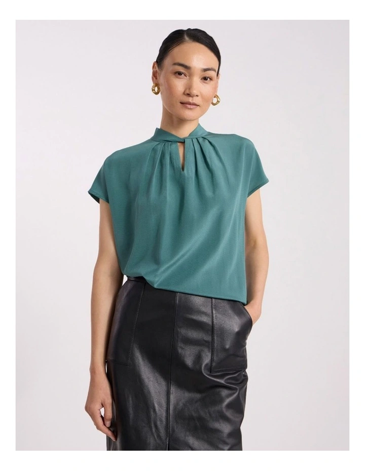 Sabrina Silk Mix Top in Pine Green image 2