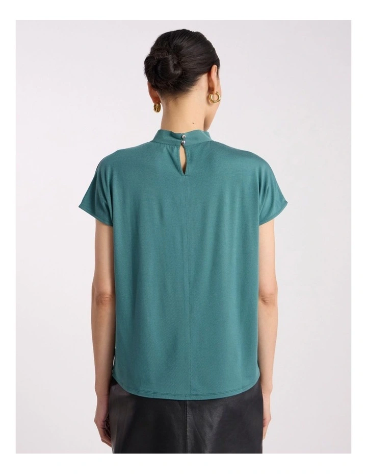 Sabrina Silk Mix Top in Pine Green image 4