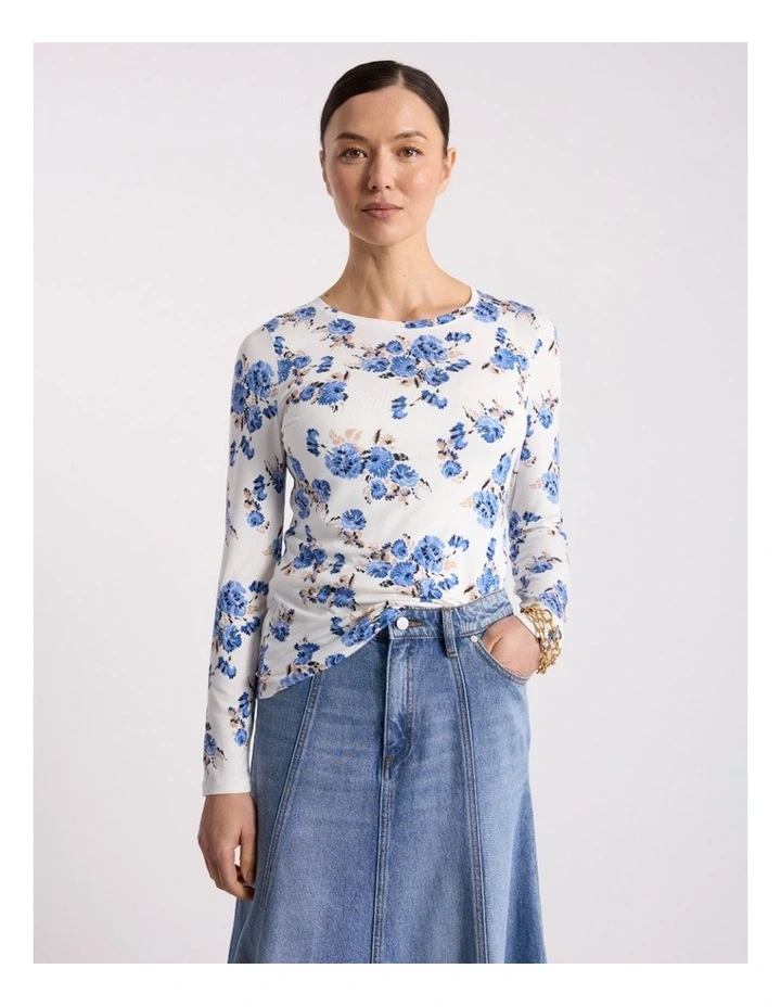 Fran Bamboo Top in Ivory Multi image 3