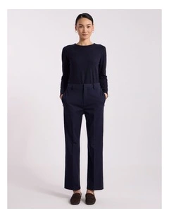 Fia Cotton Rib Longsleeve Top in Navy