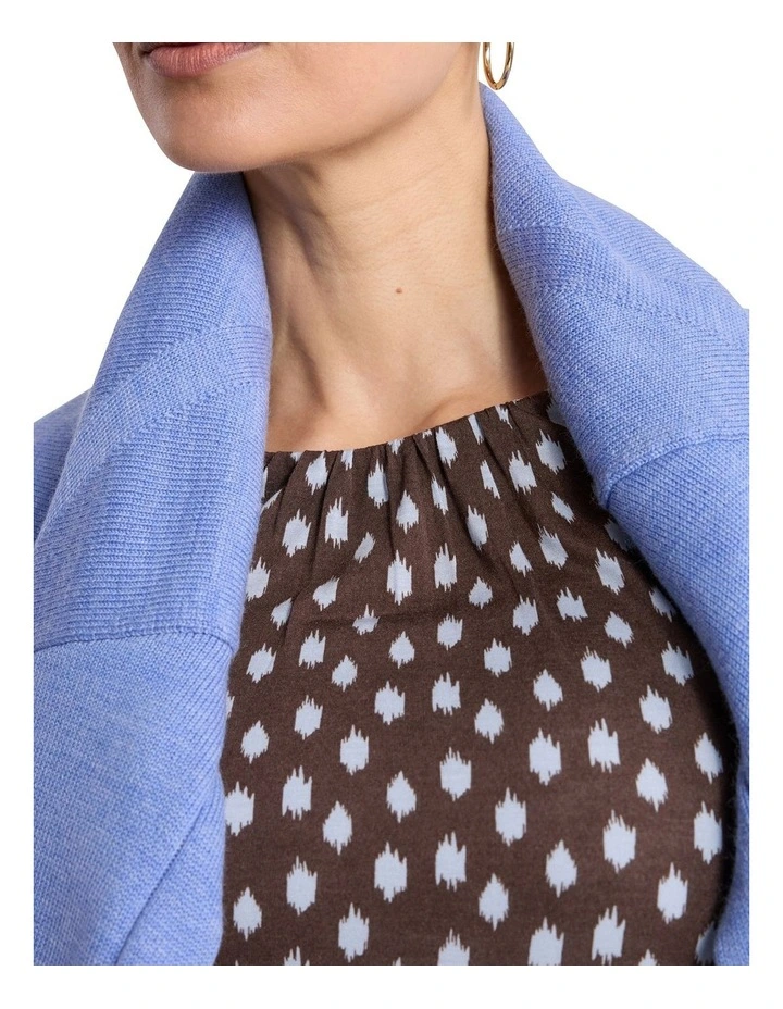 Maika Pleat Front Jersey Top in Brown Multi image 3