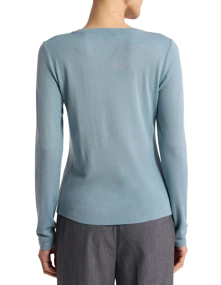 Lorelai Long Sleeve Babywool Top in Eucalyptus Green image 4