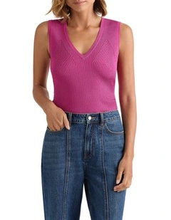 Polly Rib Knit Tank in Pomegranate