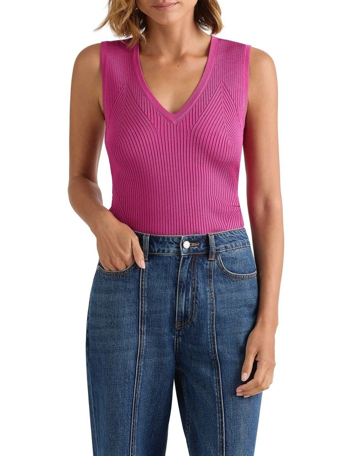 Polly Rib Knit Tank in Pomegranate image 1
